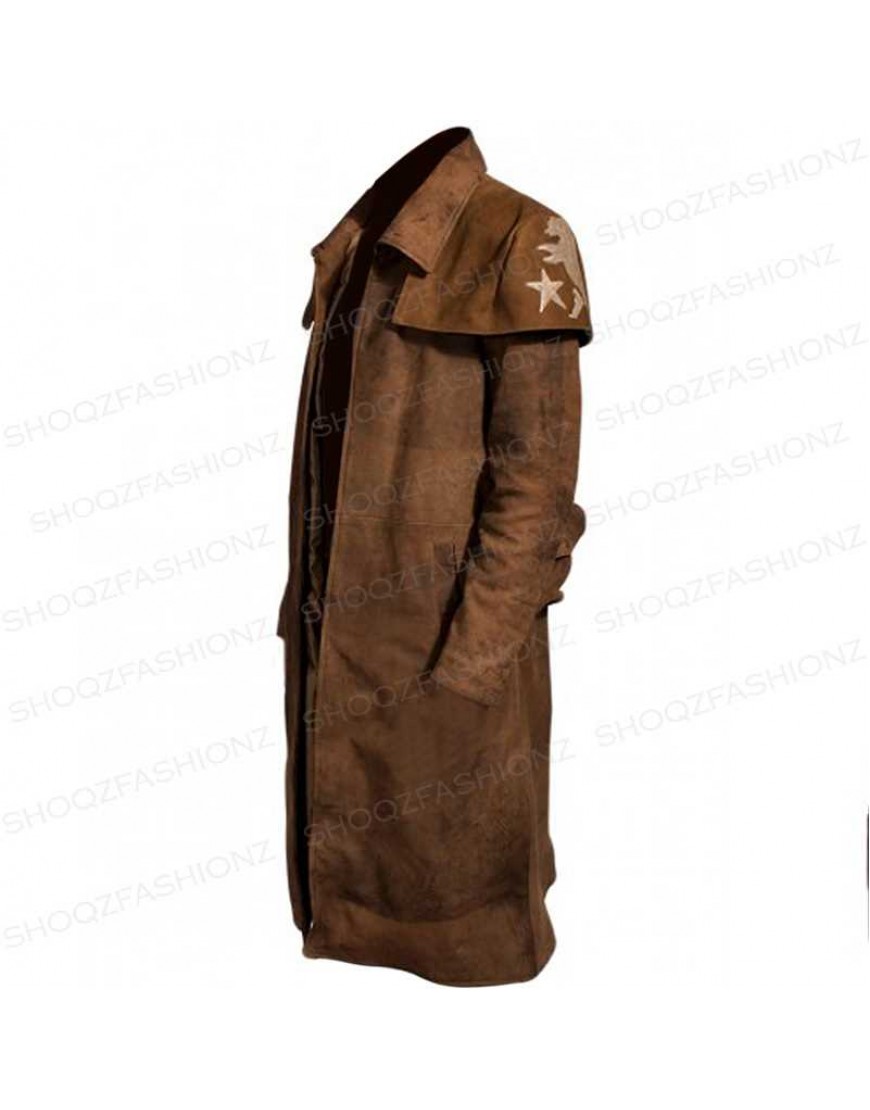 Fallout Vegas Veteran Ranger Trench Real Leather Coat
