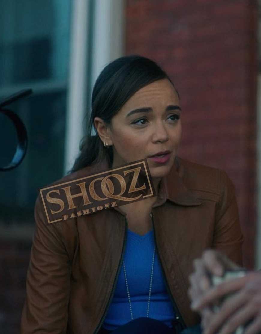 Umbrella Academy Ashley Madekwe Brown Leather Jacket