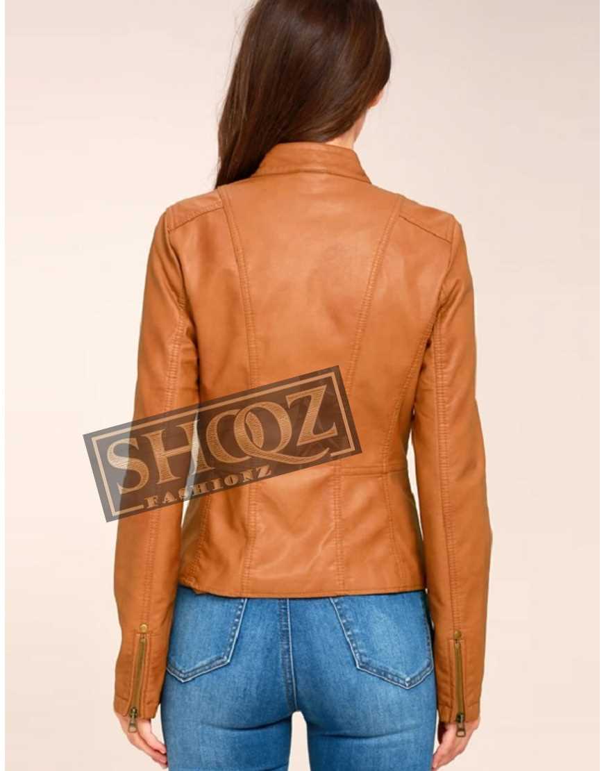 Tan Vintage Moto Biker Leather Jacket Tan Vintage Moto Biker Leather Jacket