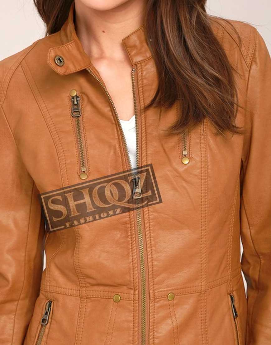 Tan Vintage Moto Biker Leather Jacket Tan Vintage Moto Biker Leather Jacket