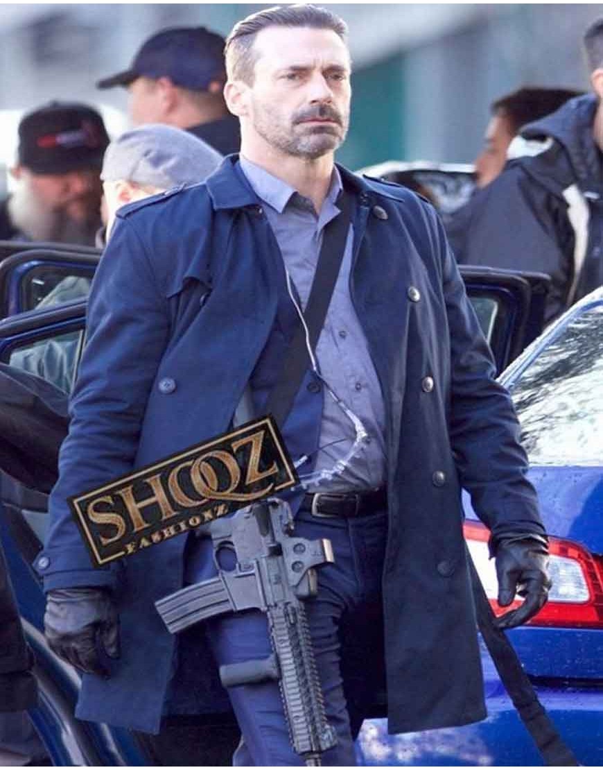 Jon Hamm Baby Driver Buddy Blue Coat