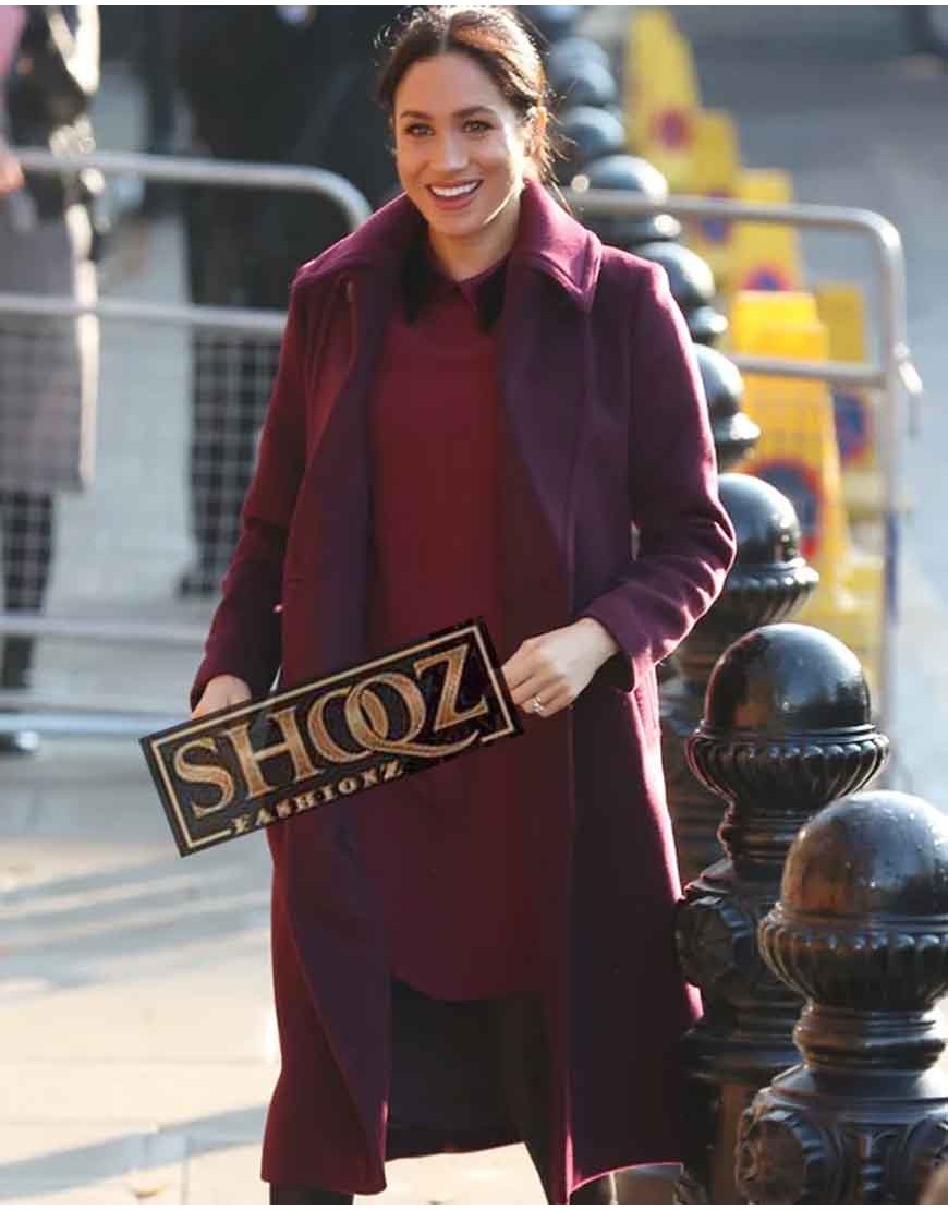 Meghan Markle Maroon Trench Coat