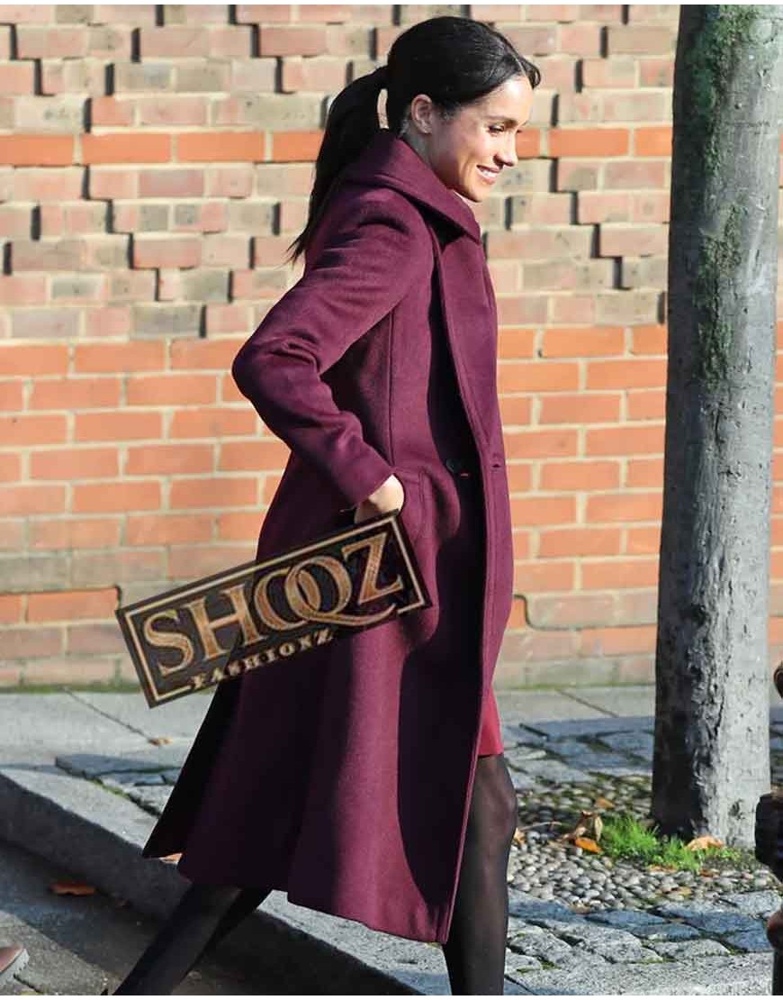 Meghan Markle Maroon Trench Coat