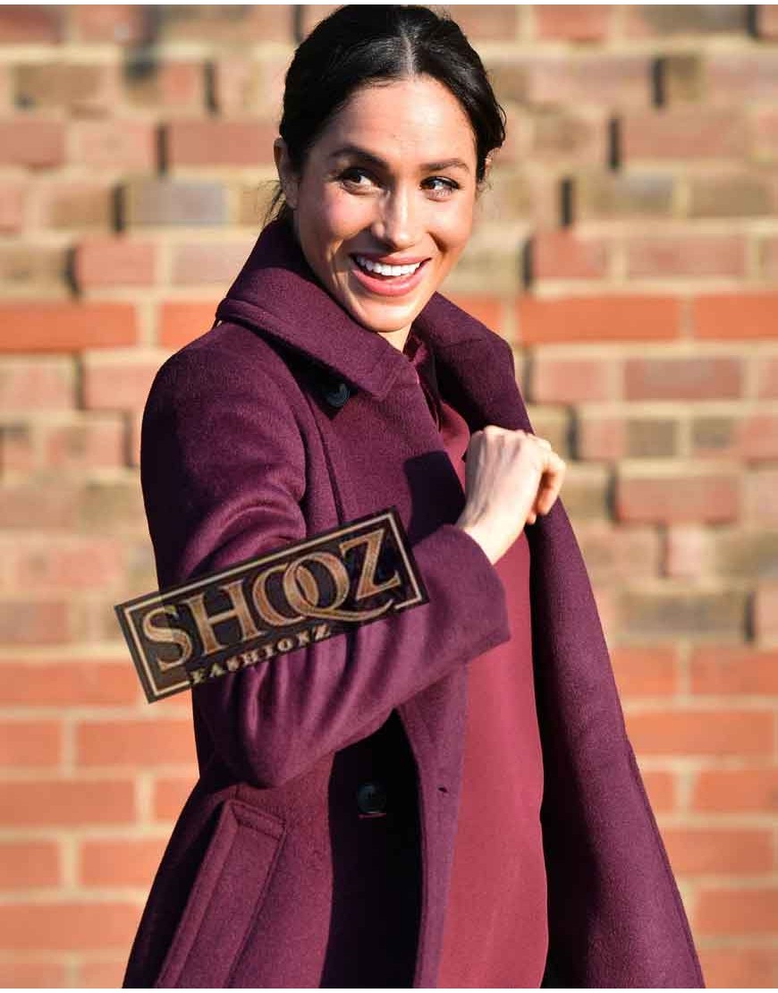 Meghan Markle Maroon Trench Coat