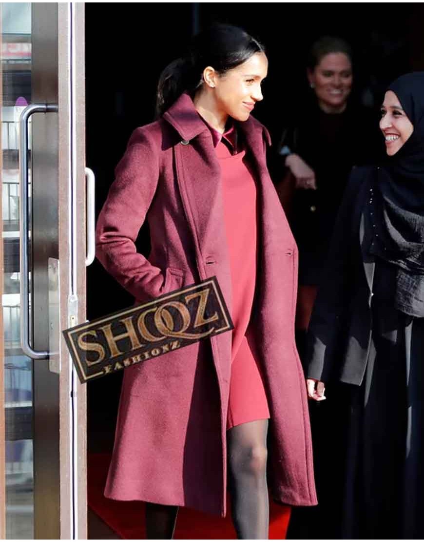 Meghan Markle Maroon Trench Coat