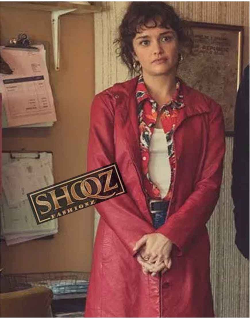Olivia Cooke Pixie Red Leather Coat