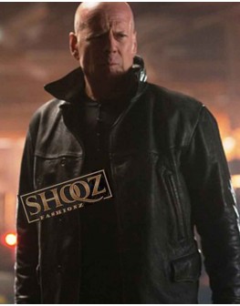 Extraction Bruce Willis Black Leather Jacket