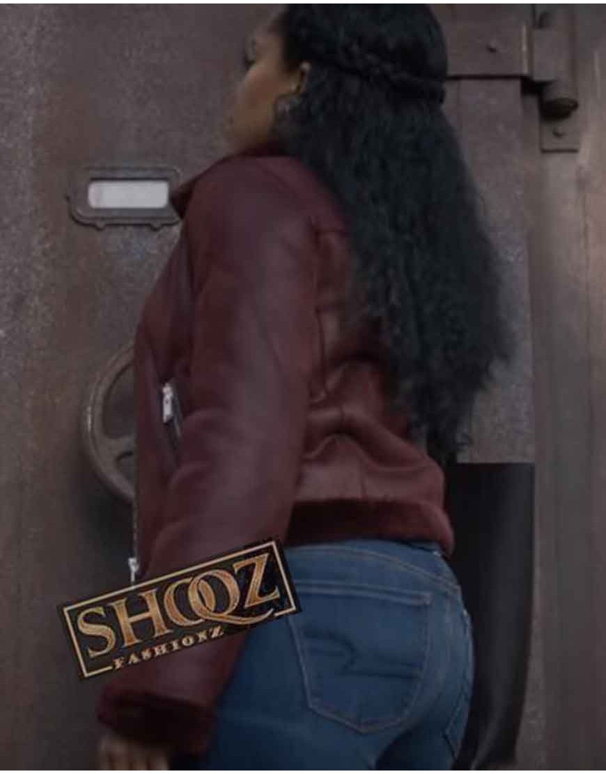 Watchmen Regina King (Angela Abar Burgundy) Shearling Jacket