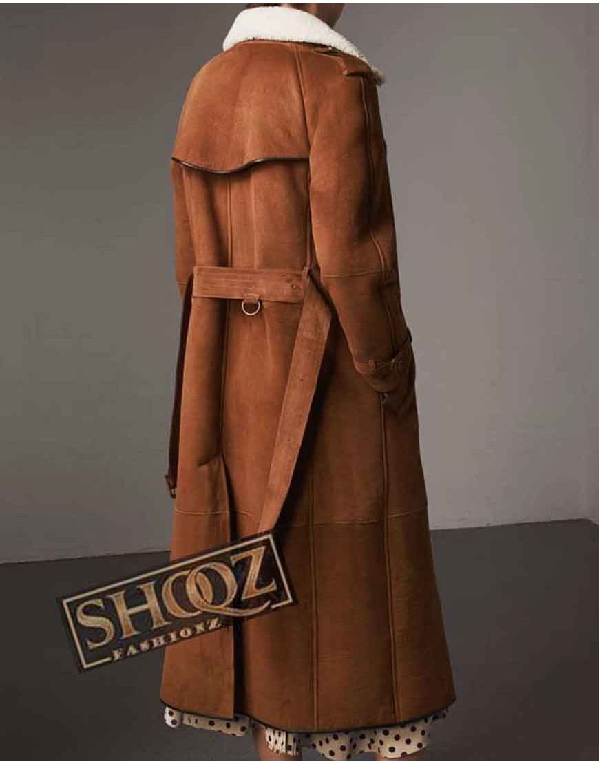 Women Double Breasted Brown Trench Coat 