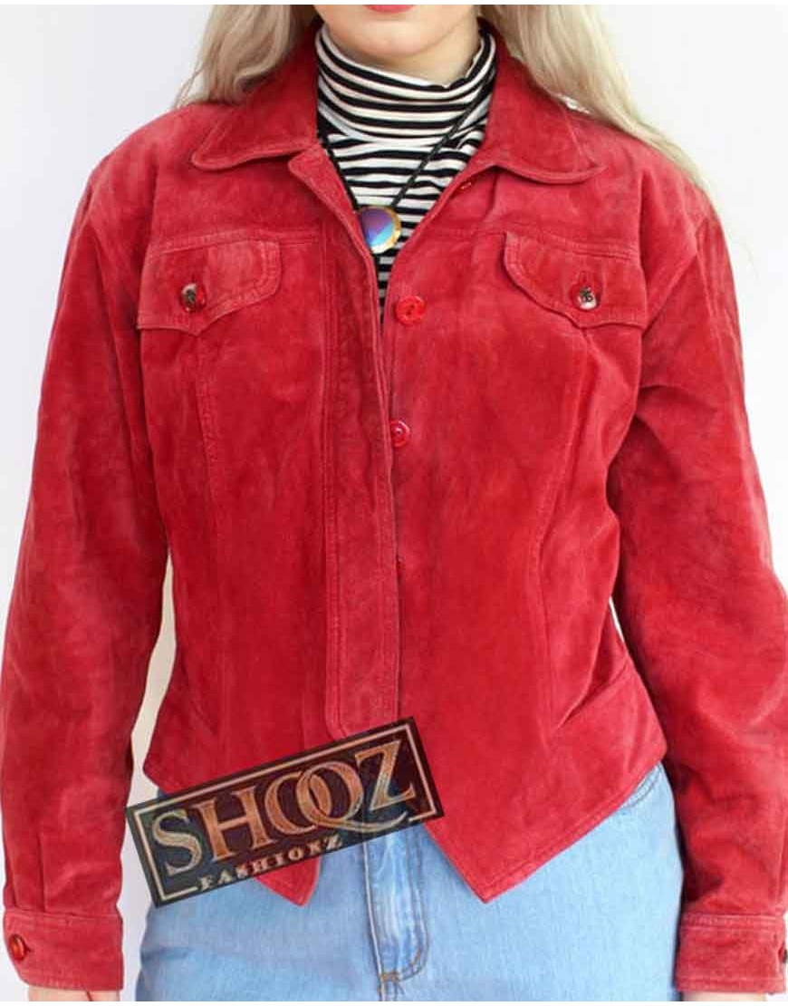 Women Style Red Suede Jacket Women Style Red Suede Jacket