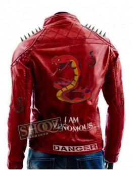 Mens Studded Danger Last I Am Venomous Spikes Red Jacket Mens Studded Danger Last I Am Venomous Spikes Red Jacket
