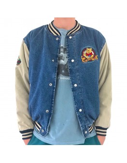 Winnie The Pooh Blue Denim Varsity Jacket