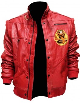 Cobra Kai Red Bomber Leather Jacket