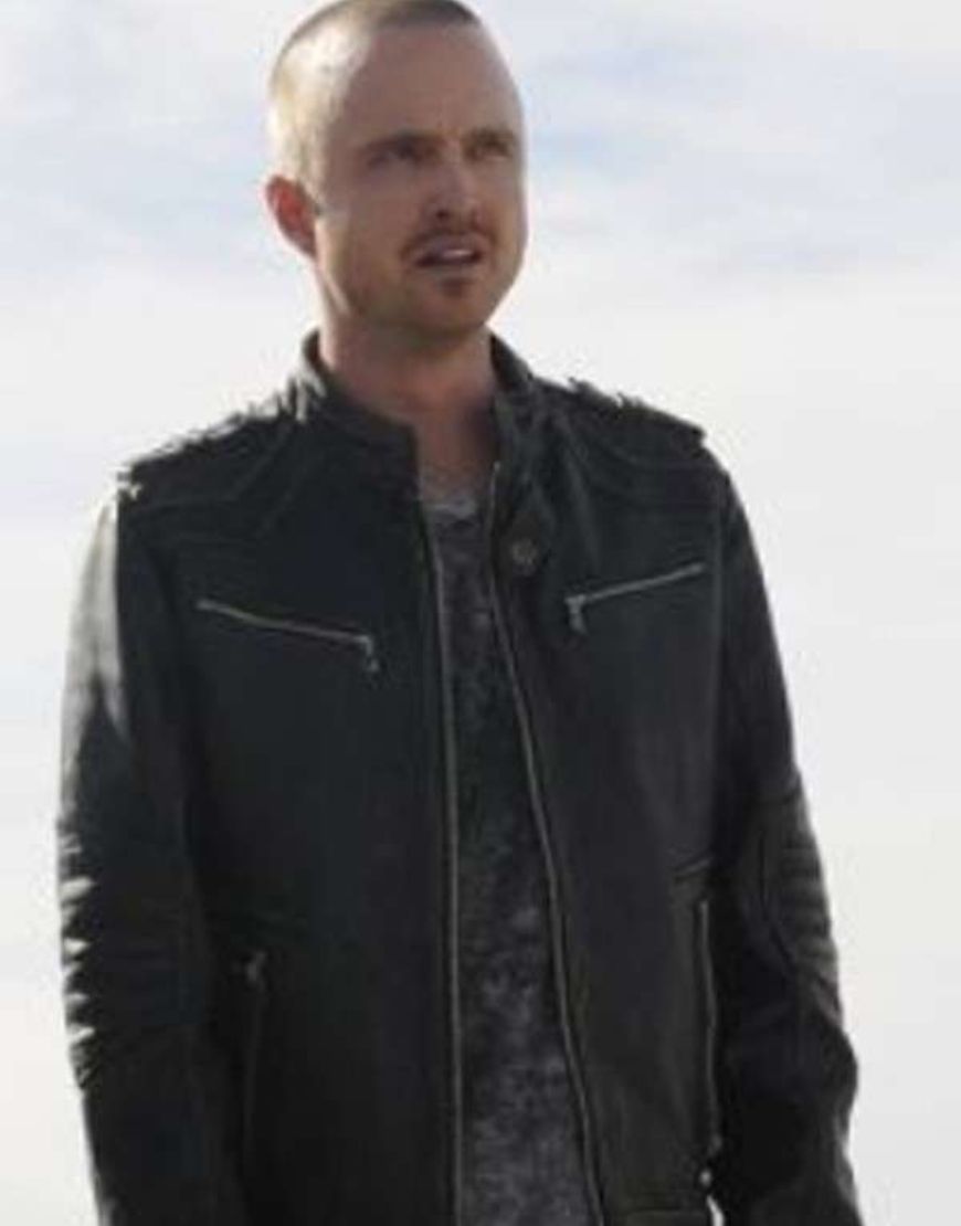 Breaking Bad Aaron Paul Jesse Pinkman Black Leather Jacket