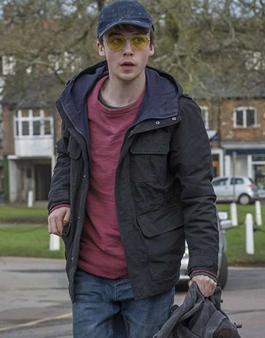 Black Mirror Alex Lawther Robert Daly Black Cotton Jacket