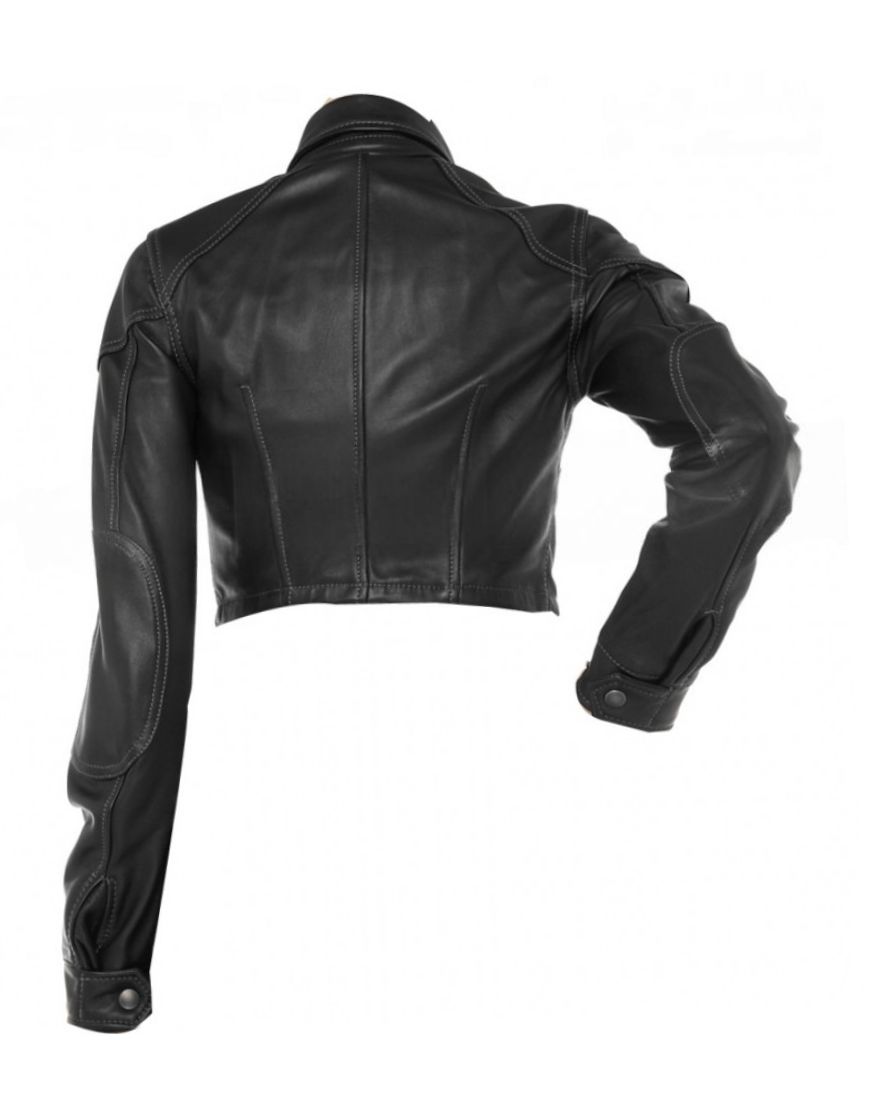 Blouson Lady Short Body Black Leather Jacket
