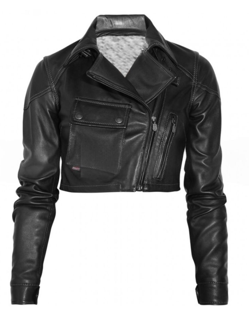 Blouson Lady Short Body Black Leather Jacket