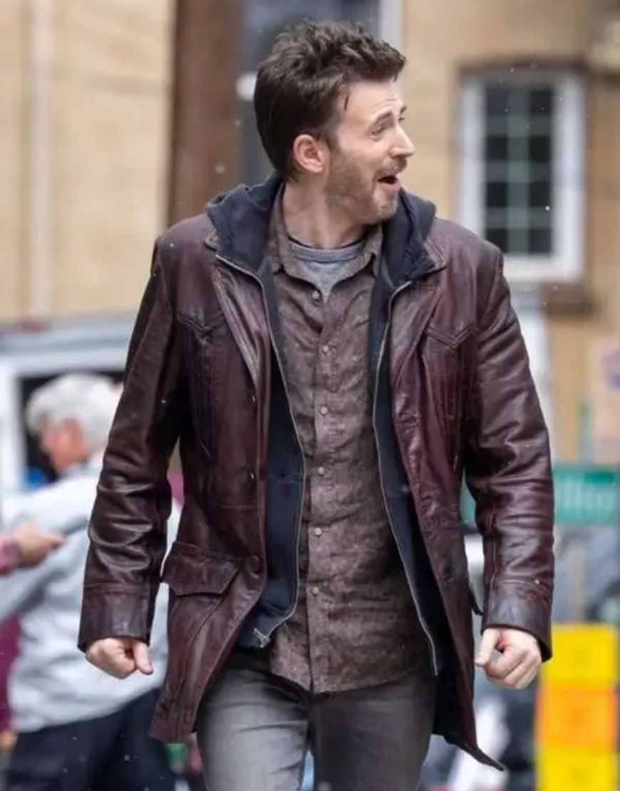Chris Evans Red One Brown Leather Jacket