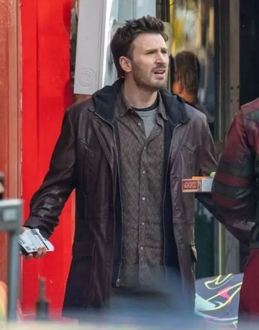 Chris Evans Red One Brown Leather Jacket