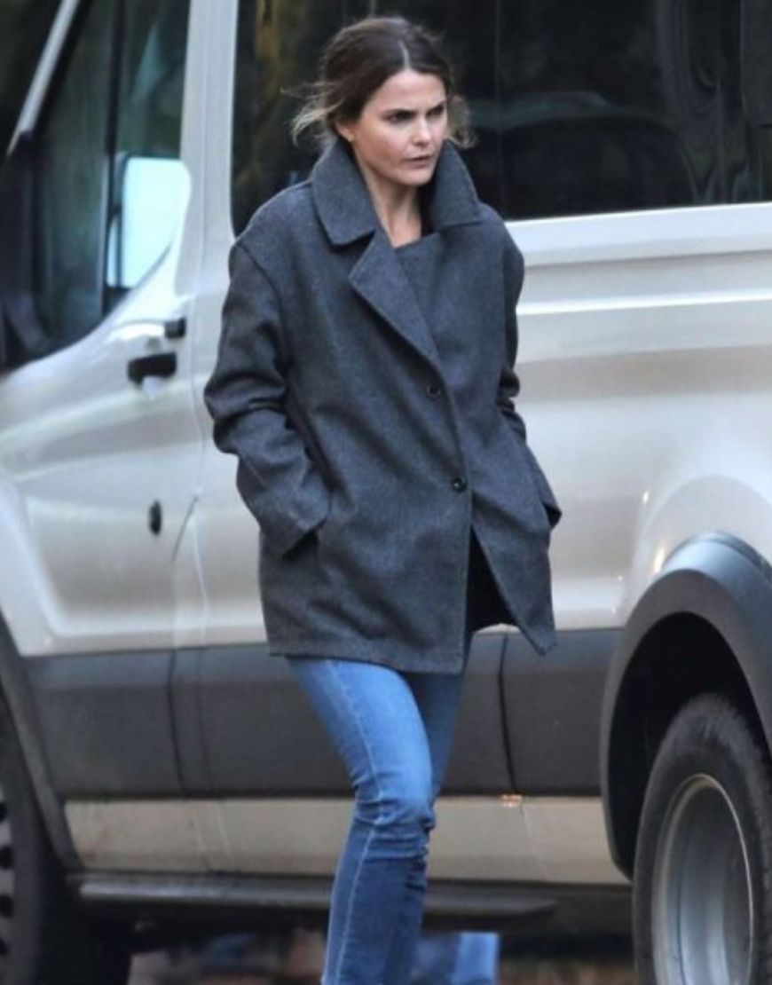 Antlers Julia Meadows Keri Russell Grey Coat Antlers Julia Meadows Keri Russell Grey Coat