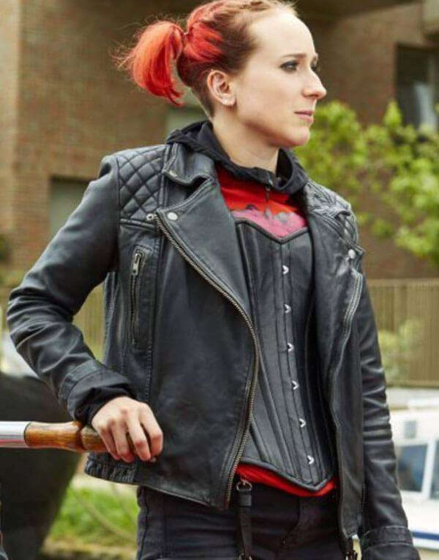  Zomboat Leah Brotherhead Kat Black Quilted Biker Jacket