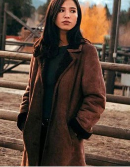 Yellowstone Kelsey Asbille Monica Dutton Shearling Trench Coat