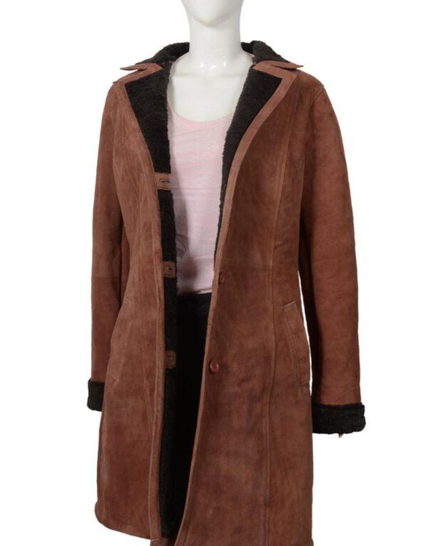 Yellowstone Kelsey Asbille Monica Dutton Shearling Trench Coat