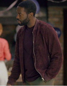 Black Mirror Yahya Abdul Mateen Karl Maroon Suede  Jacket