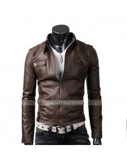 Slim Fit Light Brown Strap Pocket Jacket