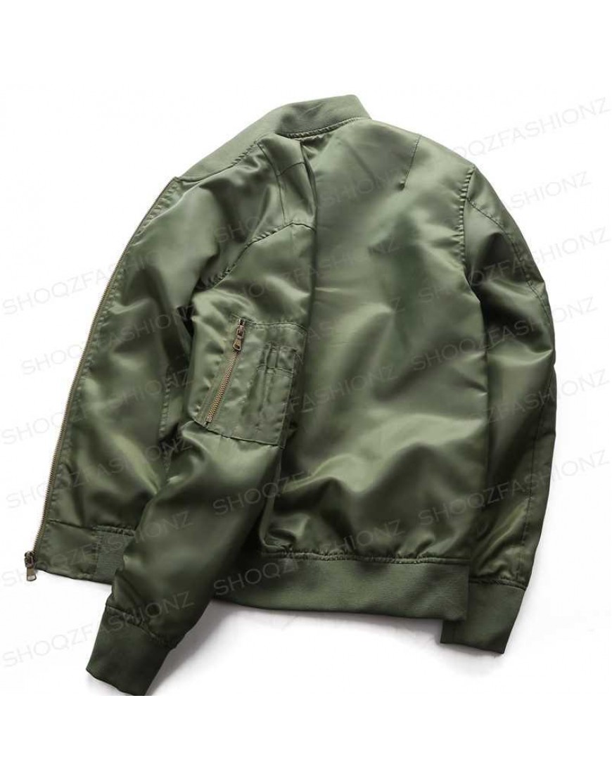 Men's Green Slim Fit Bomber Jacket Men's Green Slim Fit Bomber Jacket
