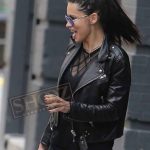 Adriana Lima Black Leather Jacket