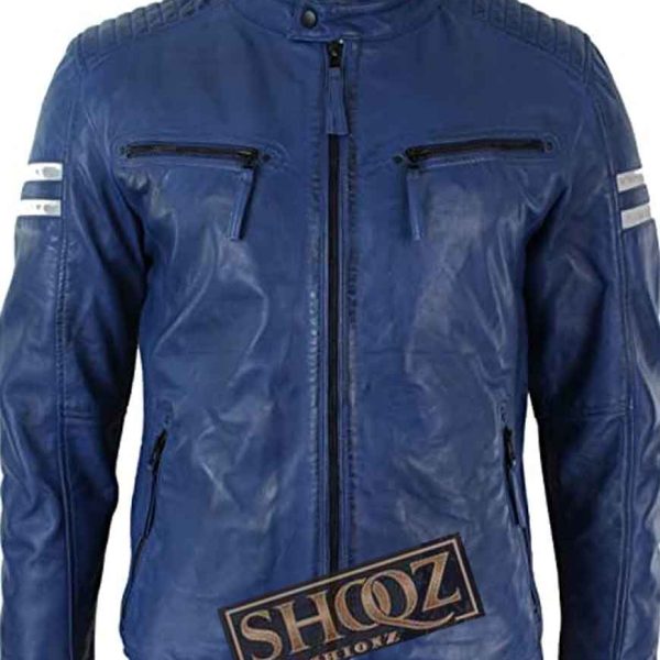 Vintage Retro Blue Leather Jackets