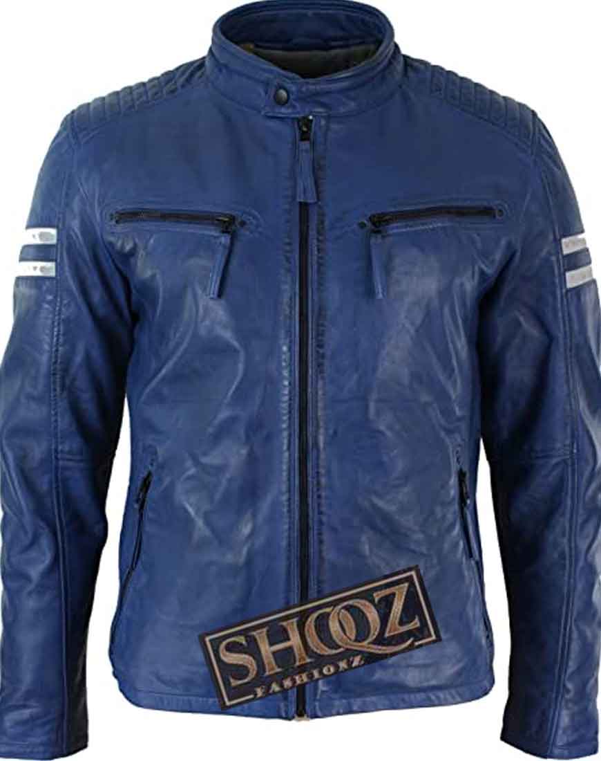 Vintage Retro Blue Leather Jackets 1 Vintage Retro Blue Leather Jackets