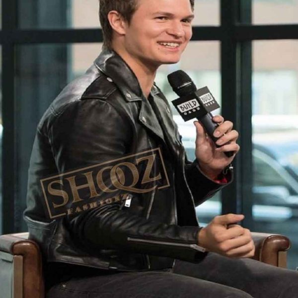 Baby Driver Ansel Elgort Black Leather Jacket