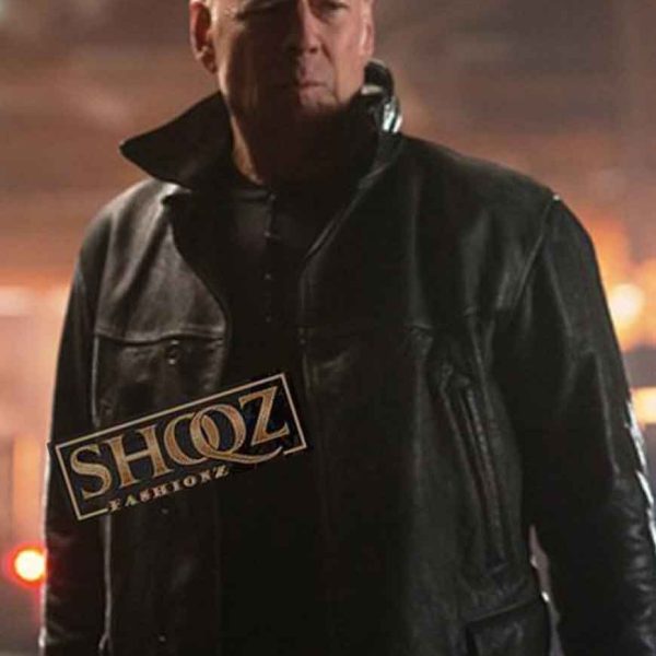 Extraction Bruce Willis Black Leather Jacket