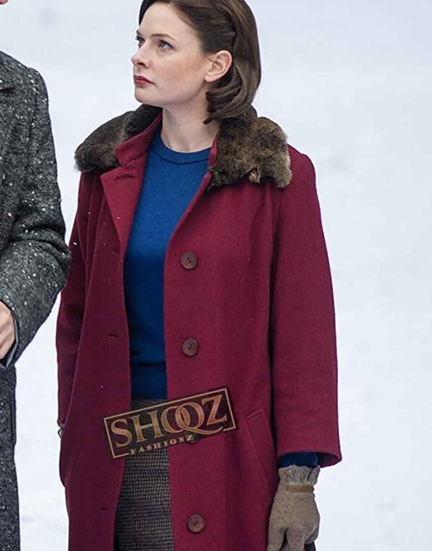 Despite The Falling Snow Rebecca Ferguson (Katya) Red Wool Coat 1 Despite The Falling Snow Rebecca Ferguson (Katya) Red Wool Coat