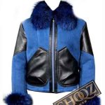 Elizabeth Sheepskin Shearling Leather Blue Jacket