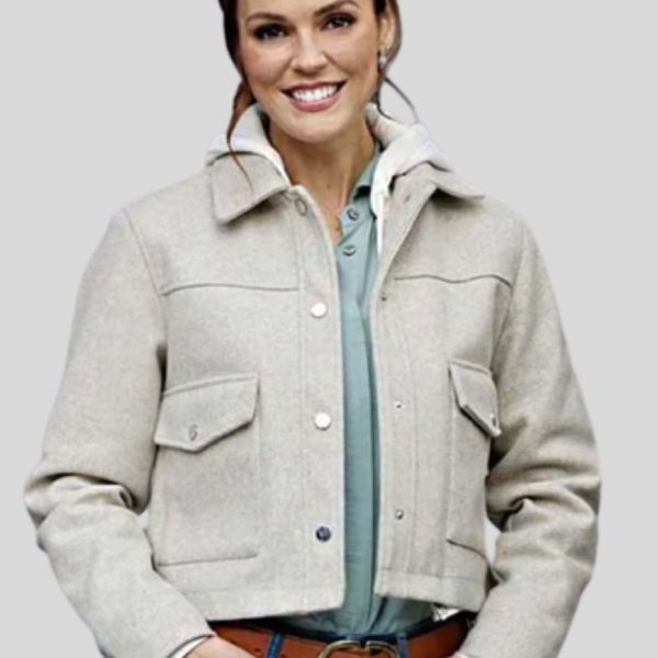 Erin Cahill Hearts in the Game 2023 Hazel Miller White Wool Jacket