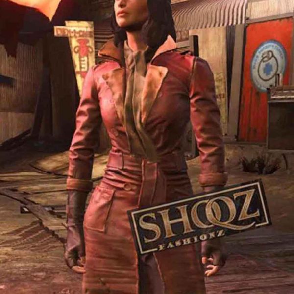 Fallout 4 Piper Wright Double Breasted Leather Coat