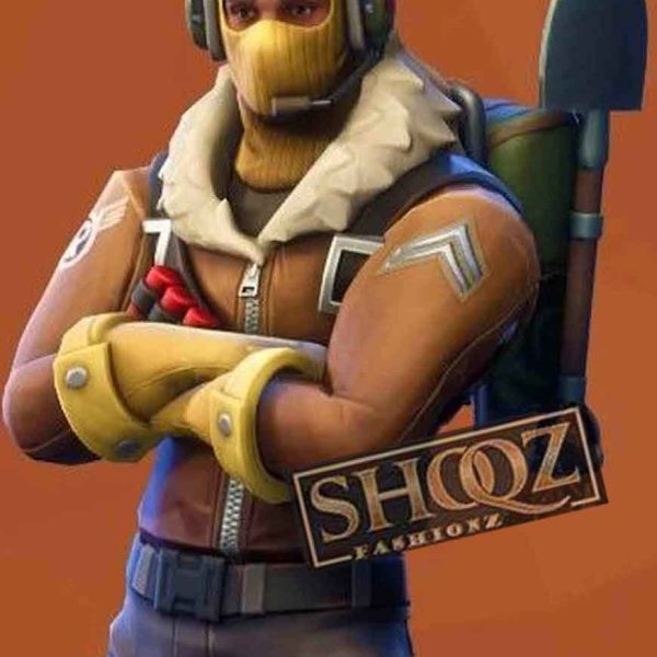 Raptor Fortnite Fur Collar Beige Leather Jacket