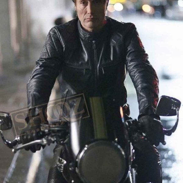 Hannibal Season 3 Mads Mikkelsen Black Leather Jacket
