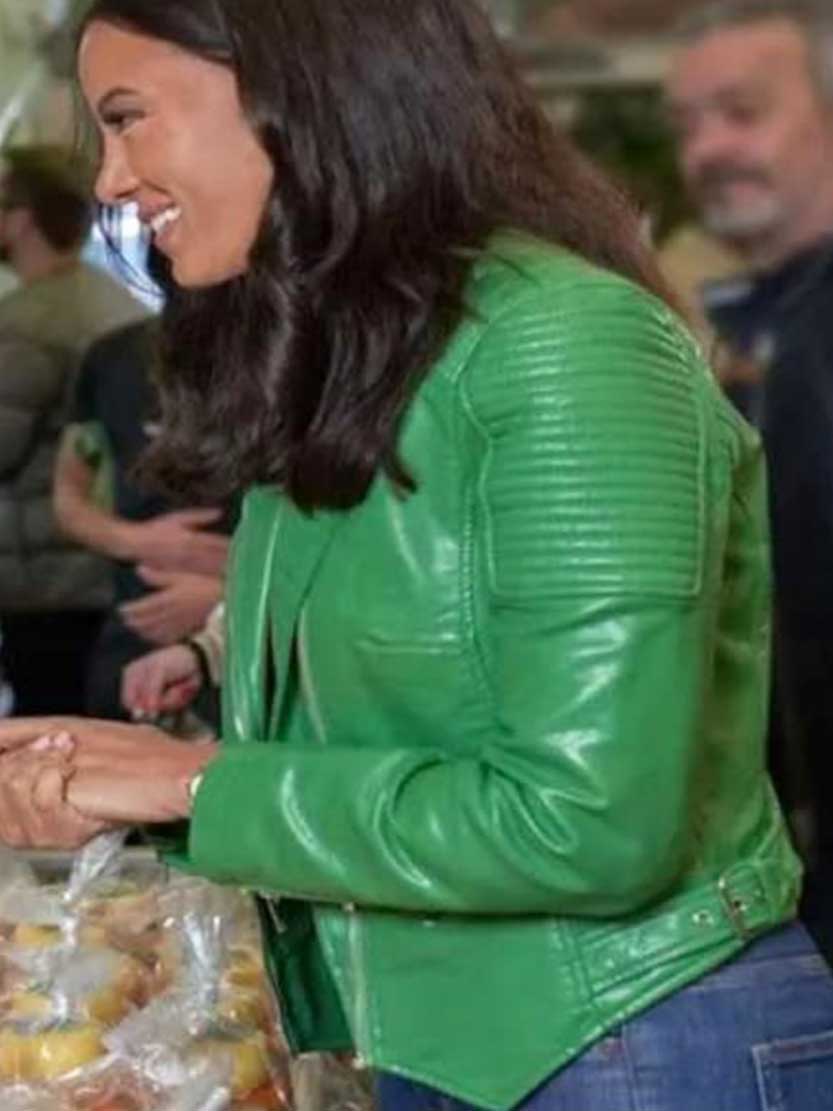 Heather Hemmens a Pinch of Portugal Anna Green Leather Jacket 1 Heather Hemmens a Pinch of Portugal Anna Green Leather Jacket