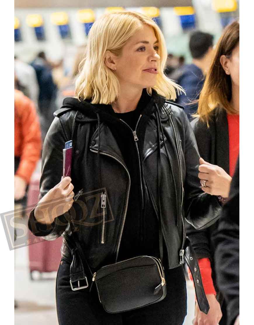 Holly Willoughby Black Leather Jacket 1 Holly Willoughby Black Leather Jacket