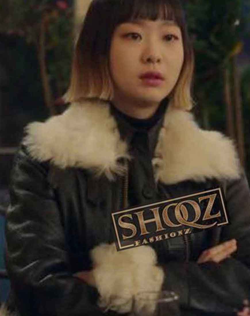 Jo Yi Seo Itaewon Class Kim Da-Mi Black Leather Shearling Jacket 1 Jo Yi Seo Itaewon Class Kim Da-Mi Black Leather Shearling Jacket