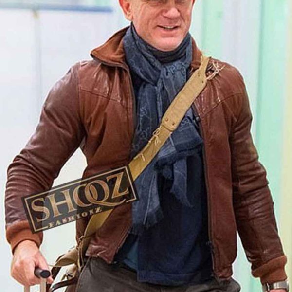 Daniel Craig Knives Out Benoit Blanc Brown Leather Jacket