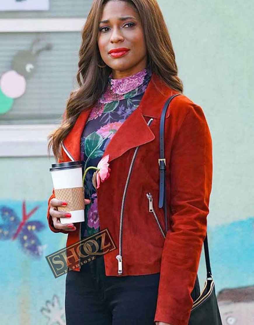 Single Parents (Poppy Banks) Kimrie Lewis Suede Leather Jacket 1 Single Parents (Poppy Banks) Kimrie Lewis Suede Leather Jacket