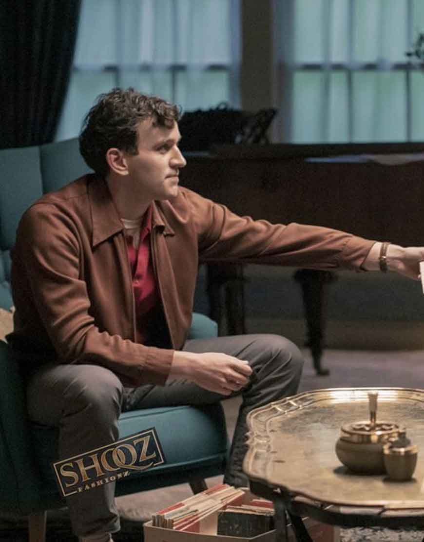 The Queen?s Gambit (Harry Beltik) Harry Melling Brown Leather Jacket 1 The Queen?s Gambit (Harry Beltik) Harry Melling Brown Leather Jacket