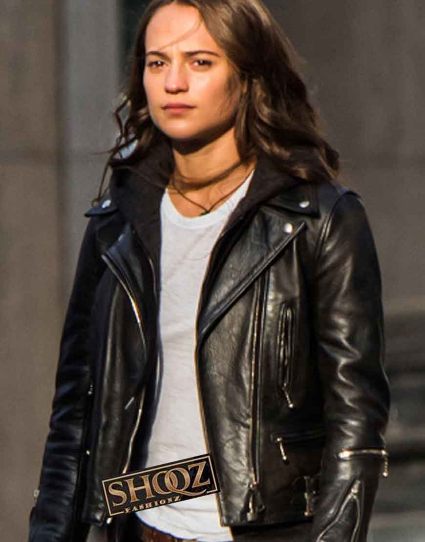 Tomb Raider Alicia Vikander (Lara Croft) Leather Jacket 1 Tomb Raider Alicia Vikander (Lara Croft) Leather Jacket