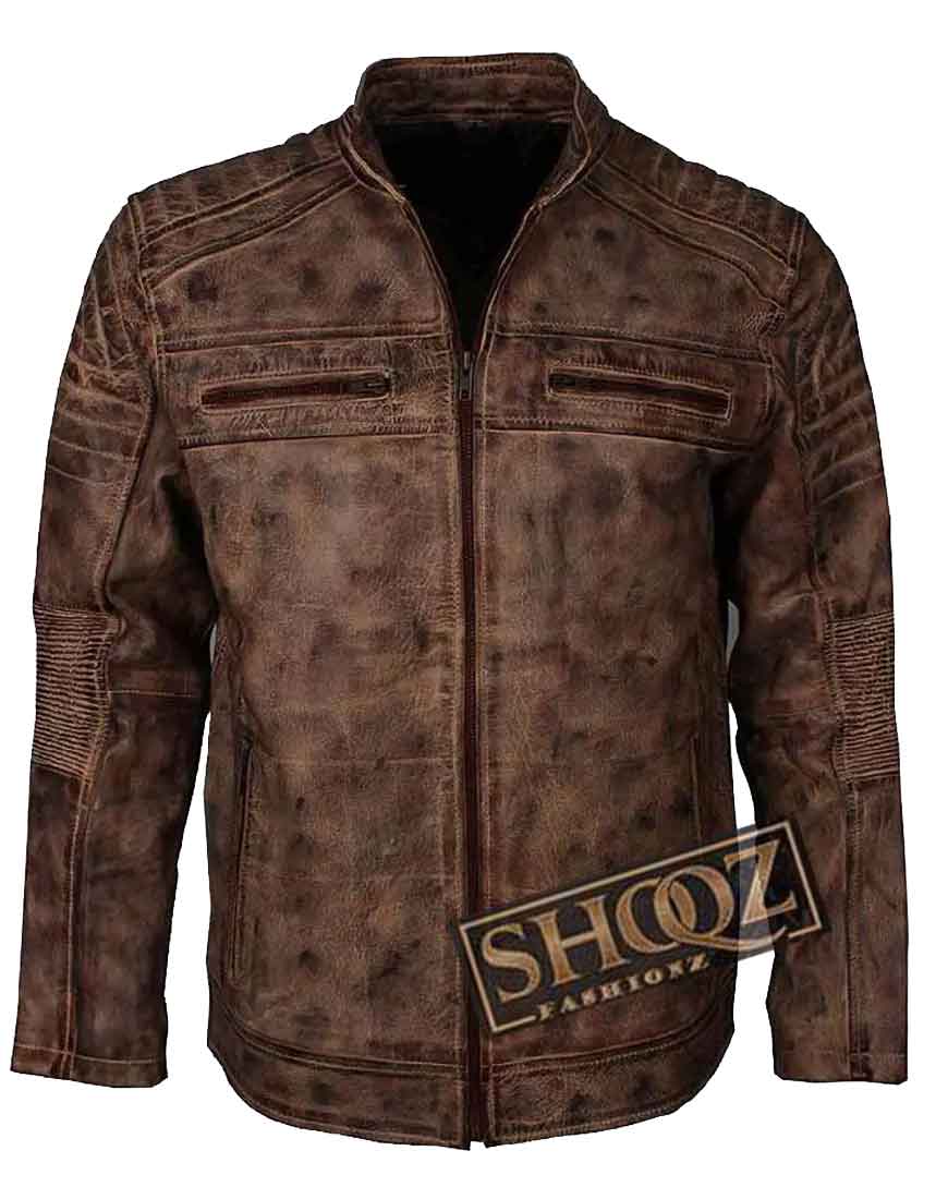 Mens Vintage Brown Waxed Caf? Racer Jacket 1 Mens Vintage Brown Waxed Caf? Racer Jacket