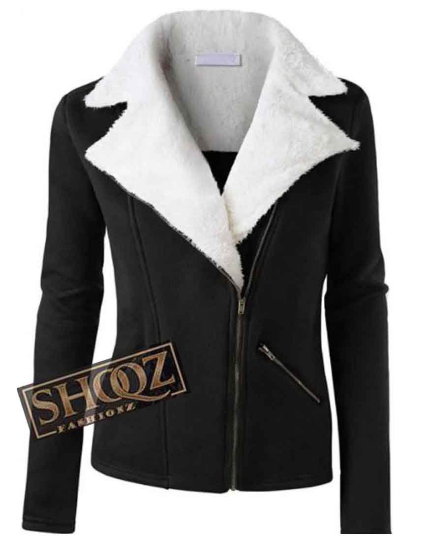 WOMEN ASYMMETRICAL SHEARLING WOOL JACKET 1 WOMEN ASYMMETRICAL SHEARLING WOOL JACKET